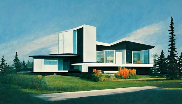 Zdjęcie piękny nowoczesny kanadyjski projekt domu