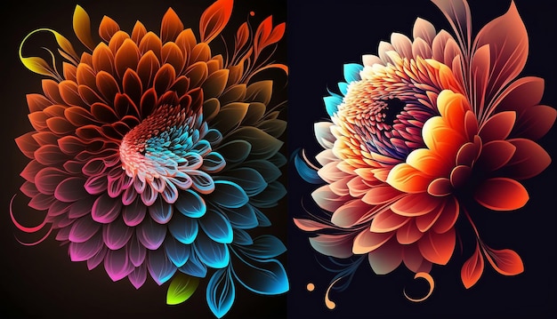Piękny nowoczesny kolorowy wzór kwiatowy. Kwiatowy sztandar do druku, kreatywny projekt. Streszczenie przepływu