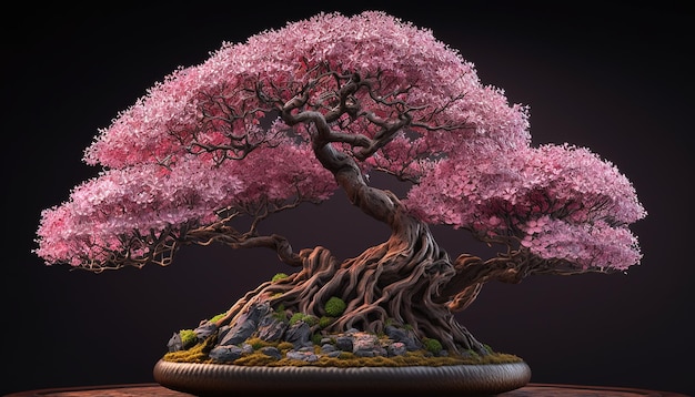 Piękny obraz bonsai sakura Ai generowane sztuki