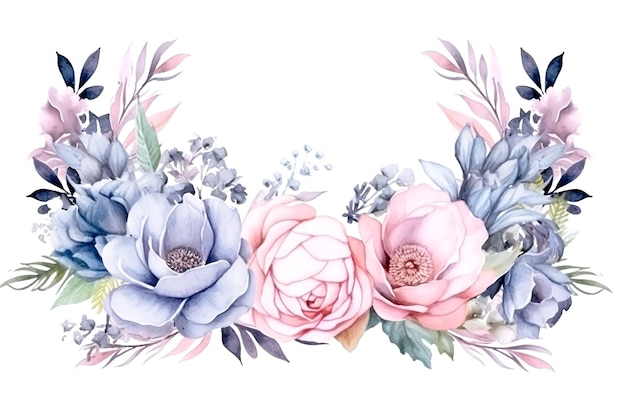 Piękny obraz wektorowy z ładnymi akwarelowymi różami i sukulentami