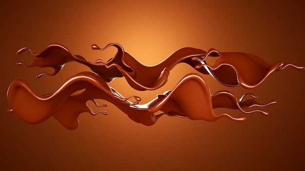 Zdjęcie piękny odrobina czekolady na brązowym tle. renderowania 3d.