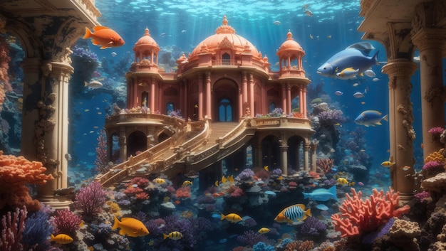 Piękny pałac pod wodą