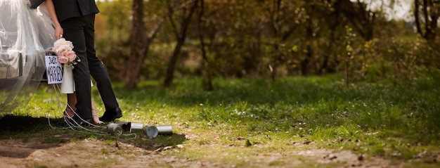 Zdjęcie piękny panoramiczny baner ślubny