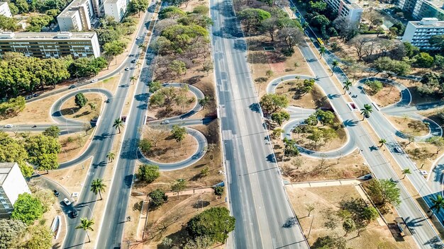 Piękny panoramiczny i dronowy widok z lotu ptaka na stolicę Brazylii w Brazylii