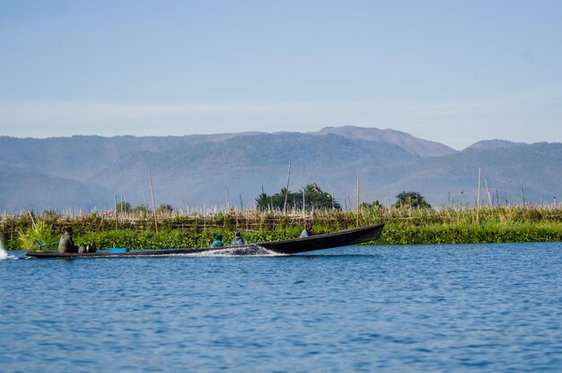 Piękny panoramiczny widok na jezioro Inle Myanmar