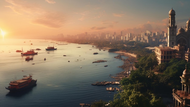 Piękny panoramiczny widok na miasto Mumbai