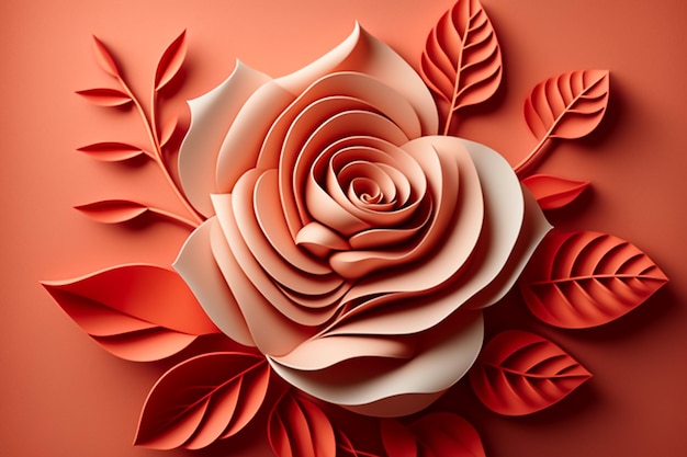 piękny papierowy różany czerwony tło