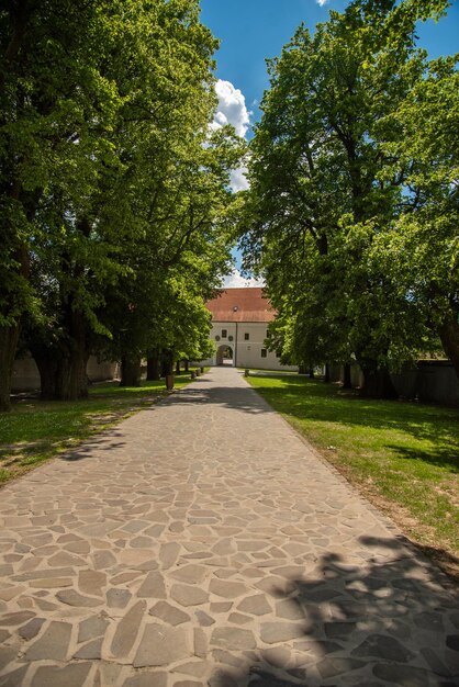 Piękny park przyrody w zamku Cerveny kamen. Zamek na Słowacji, w Europie.