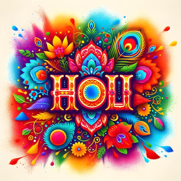 Zdjęcie piękny plakat dla indyjskiego festiwalu happy holi z tłem 3d liter