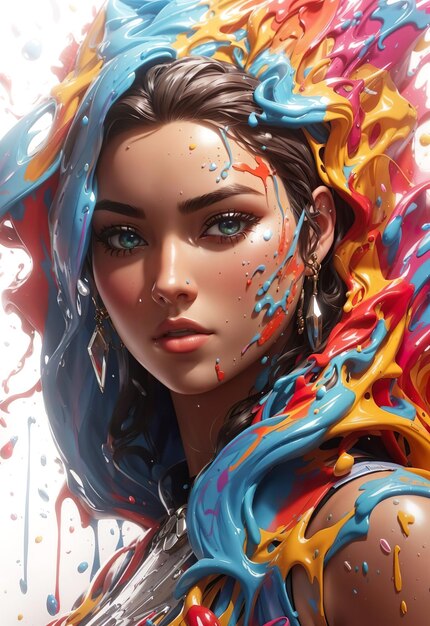 Zdjęcie piękny portret kobiety w kolorze wodnym w wysokiej rozdzielczości