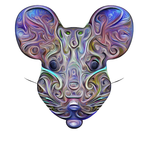 Piękny portret kolorowej myszy ai wektor sztuki cyfrowej ilustracji