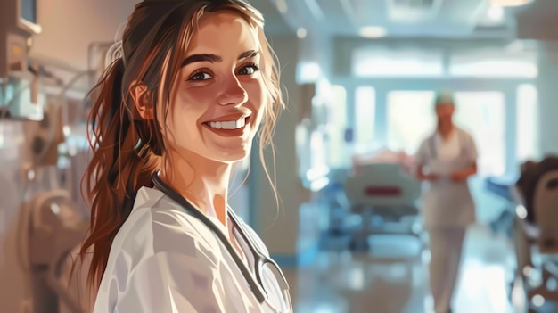 Piękny portret pielęgniarki w szpitalu