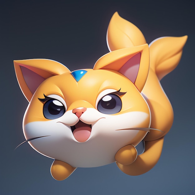 Piękny portret z głową kota animacja kreskówkowa ilustracja 3D tapeta uroczy kot obraz