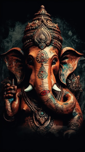 Piękny posąg ganesha na tapetę telefonu komórkowego ganesha wallpaper ai generatywny