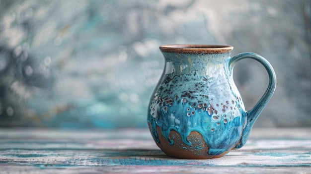 Piękny ręcznie pomalowany ceramiczny dzban z subtelną teksturą inspirowaną barnakle przypominającą