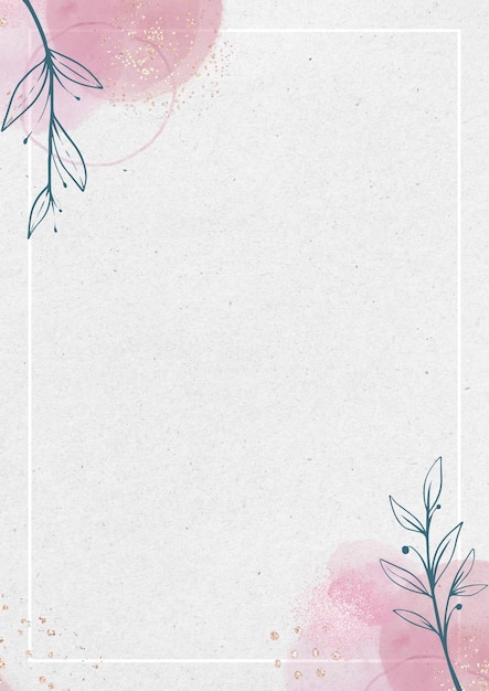 Piękny różowy akwarela botaniczny tło pusty papier obramowanie strony 1
