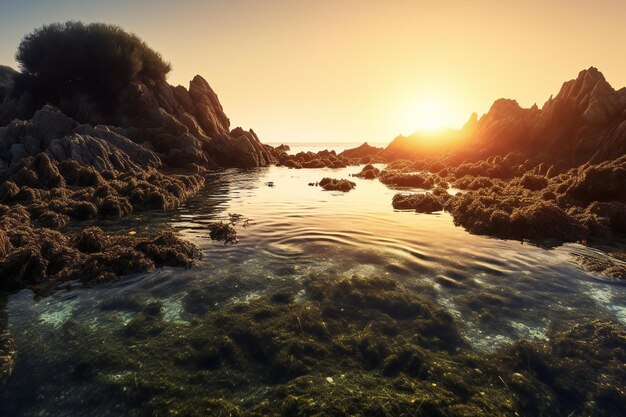 Piękny seascape o zachodzie słońca