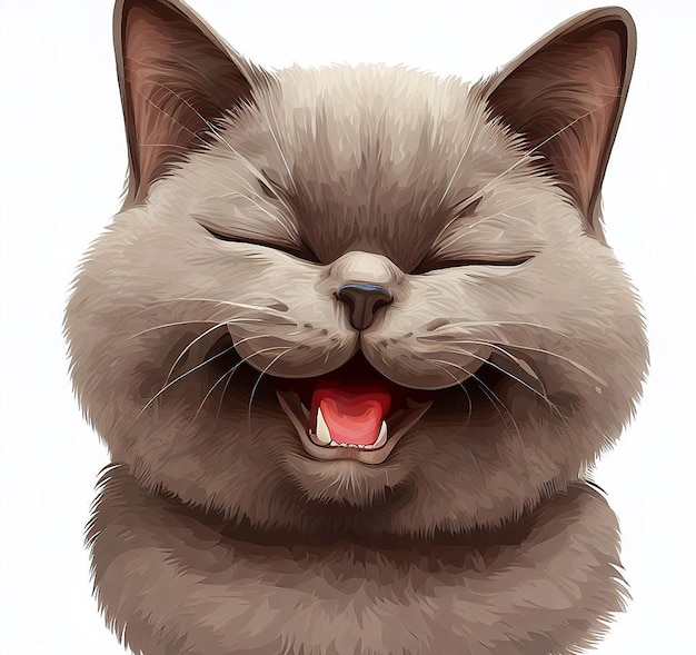 Piękny śmiejący się kot ilustracja ikona awatar emoji obraz ai pomysł koncepcja tapeta rysunek kotka