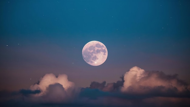 Piękny szeroki ujęcie pełni księżyca na nocnym niebie