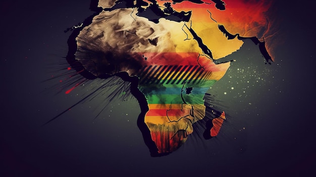 Piękny sztandar dnia wolności w Afryce świetny projekt do dowolnych celów Czarne tło Szablon transparent tło karty plakat Symbol serca Generatywny Ai