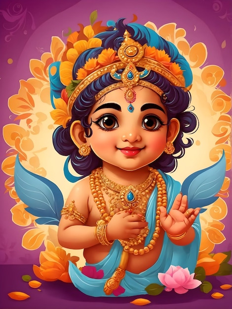 Zdjęcie piękny transparent tła karty krishna janmashtami