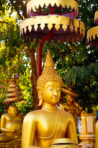 Piękny widok na buddyjską świątynię znajdującą się w Vientiane Laos