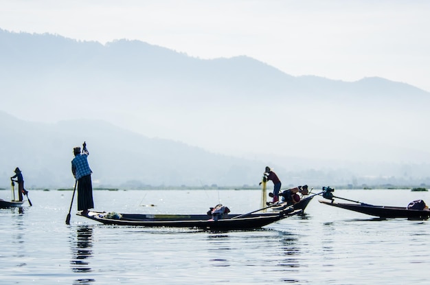 Piękny widok na jezioro Inle Myanmar