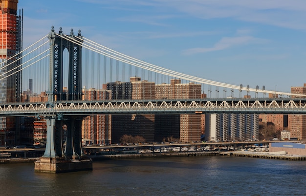 Piękny widok na Manhattan Bridge Street, Brooklyn, Nowy Jork, USA