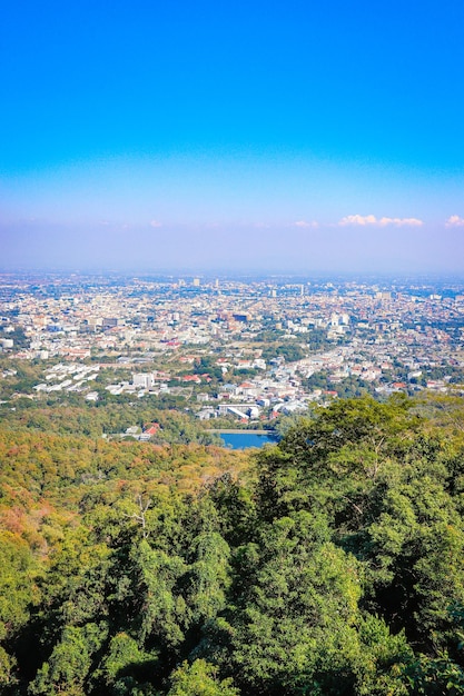 Piękny Widok Na Panoramę Miasta Chiang Mai Znajdującego Się W Tajlandii
