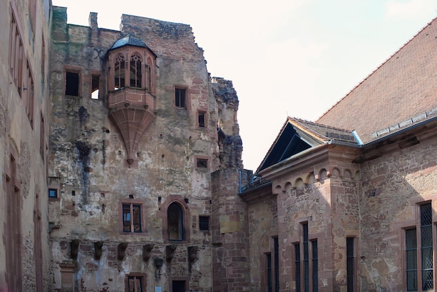 Piękny widok na panoramę miasta z góry Europy w Heidelbergu w Niemczech Most i zamek