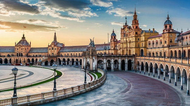 Piękny widok na Plaza de España w Sewilli w Hiszpanii