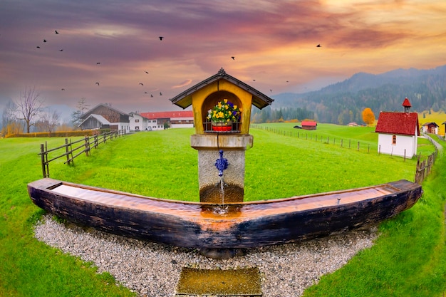 Piękny widok na popularne jezioro Alpsee