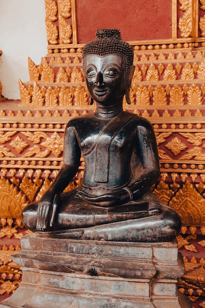 Piękny widok na posągi Buddy w świątyni Wat Phra Kaew w Vientiane Laos