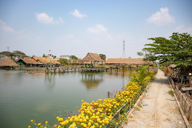 Piękny widok na restaurację Lotus Flower Field znajdującą się w Siem Reap w Kambodży?