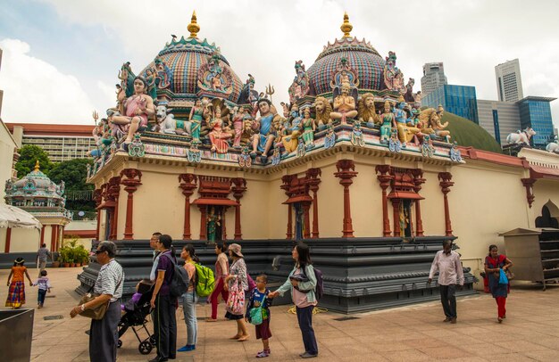 Piękny Widok Na świątynię Sri Mariamman W Singapurze