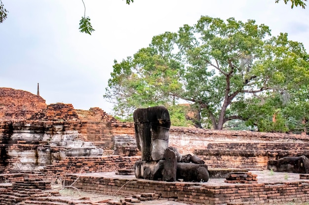 Piękny widok na świątynię Wat Mahathat znajdującą się w Ayutthaya Thailand