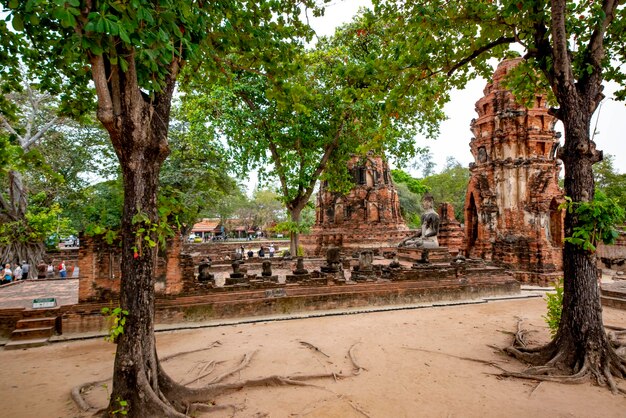 Piękny Widok Na świątynię Wat Mahathat Znajdującą Się W Ayutthaya Thailand