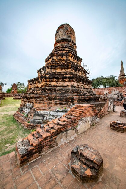 Piękny widok na świątynię Wat Mahathat znajdującą się w Ayutthaya Thailand