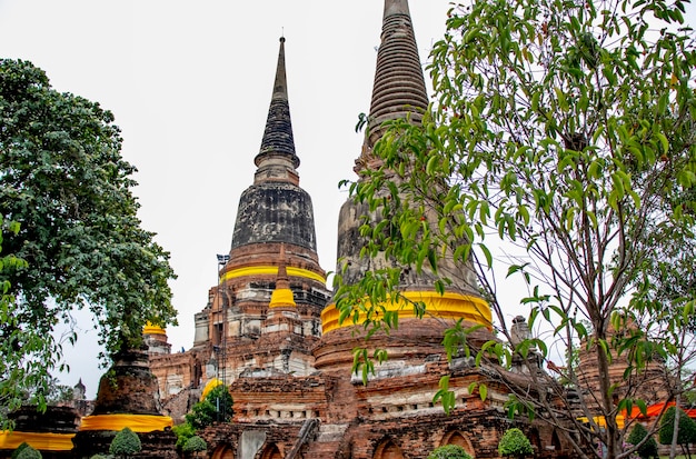 Piękny widok na świątynię Wat Yai Chai Mongkhon znajdującą się w Ayutthaya Tajlandia