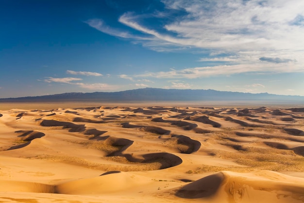 Piękny widok na wydmy pustyni Gobi w Mongolii