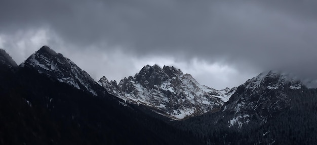 Piękny widok pokrytych śniegiem Alp w wysokiej rozdzielczości i ostrości koncepcji krajobrazu