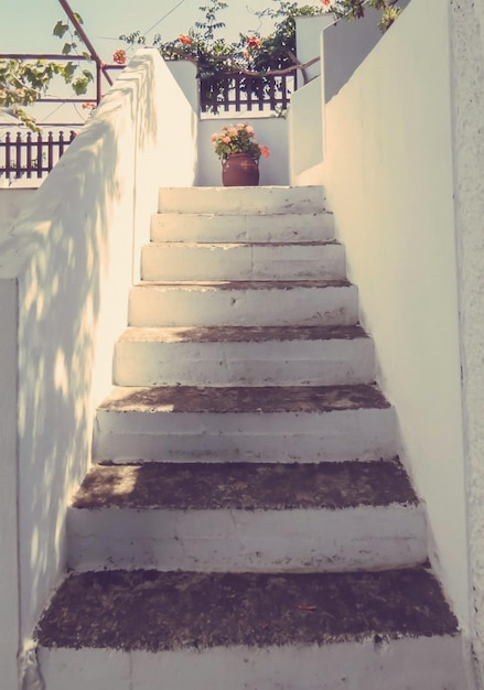 Piękny widok w stylu cykladzkim na wąskie uliczki wyspy Skopelos w Grecji