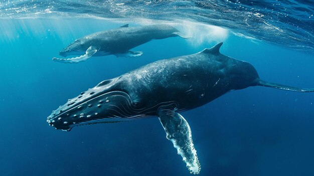 Zdjęcie piękny wieloryb grzbietowy megaptera novaeangliae generative ai