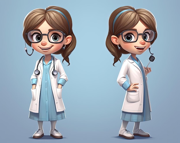 pielęgniarka rysunkowa w okularach w stylu booru