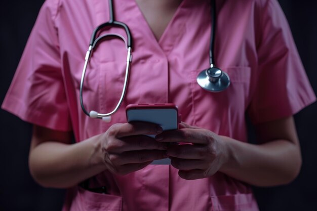 Zdjęcie pielęgniarka używająca nowoczesnego sprzętu medycznego