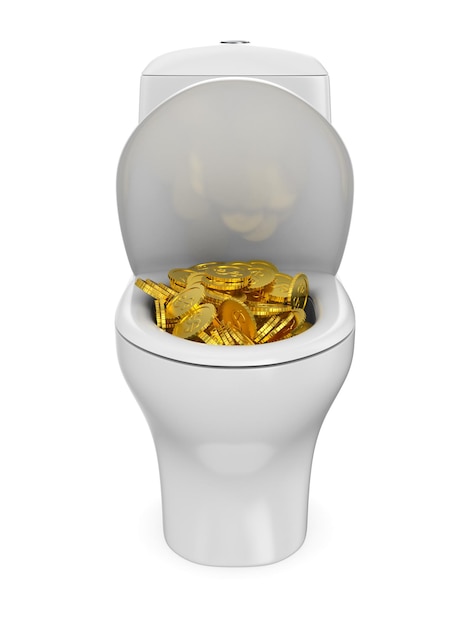 Pieniądze do toalety na białym tle Izolowane ilustracji 3D