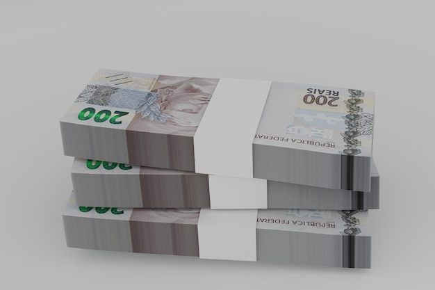 Zdjęcie pieniądze dwieście reali papierowy banknot nota de duzentos reais