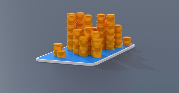 Pieniądze Lub Bitcoin - Ilustracja 3d