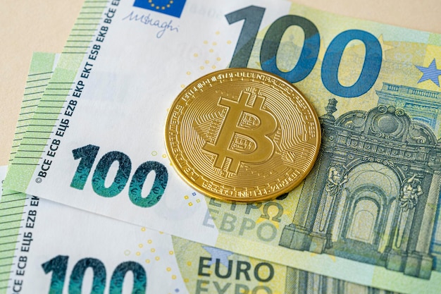 Pieniądze UE i jeden obraz koncepcyjny Bitcoina