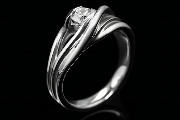 Pierścionek ślubny na czarnym tle Luksusowy pierścionek diamentowy